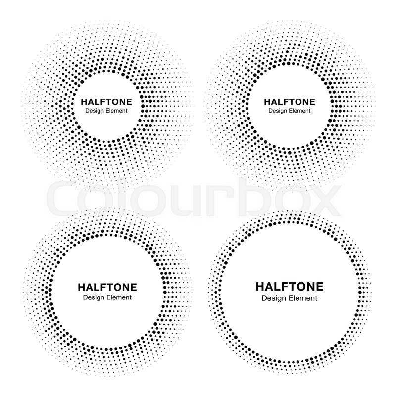 800x800 Set Of Halftone Circle Vector Frames With Black Abstract Random