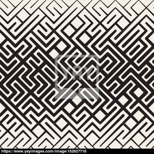512x512 Vector Seamless Black And White Rounded Line Maze Irregular
