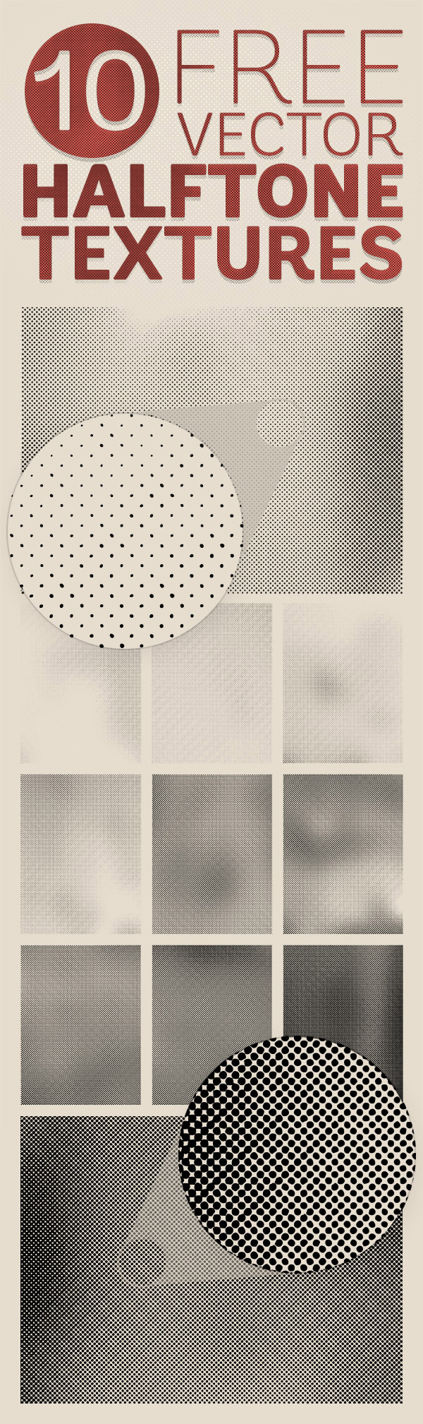 600x2017 10 Free Detailed Vector Halftone Texture Backgrounds