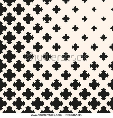 450x470 Vector Halftone Pattern With Floral Shapes, Carved Crosses