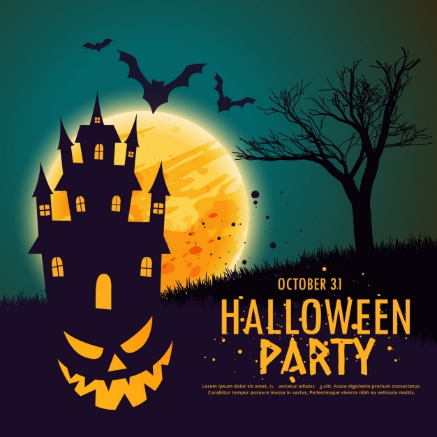 626x626 Background With A Pumpkin On A Haunted House For Halloween Vector