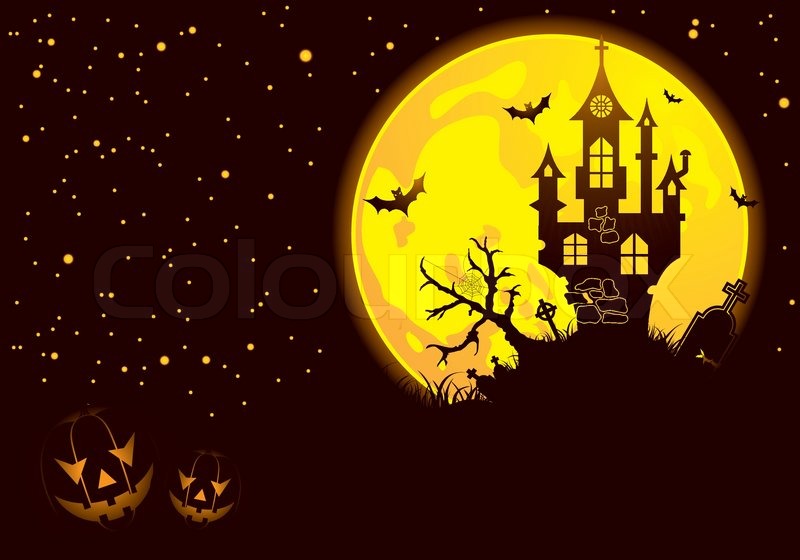 800x560 Halloween Background With Bat, Pumpkin, Castle, Element For Design