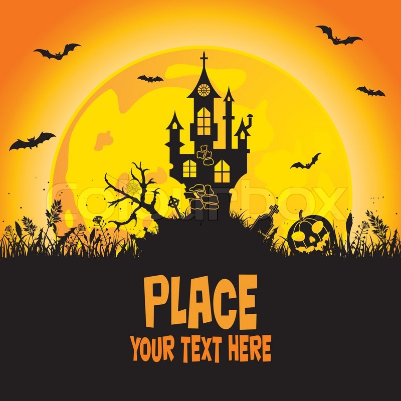 800x800 Halloween Background With Castle, Element For Design, Vector