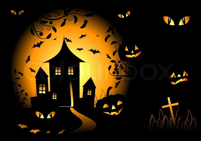 800x564 Halloween Night Background, Vector Illustration Stock Vector