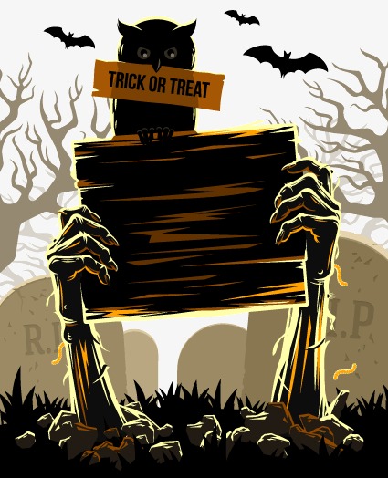 425x524 Zombie Halloween Background Vector Material, Zombie Vector