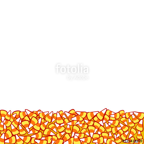500x500 Candy Corn Border, Isolated On White. Halloween Vector Frame. Hand