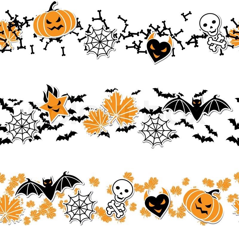 800x755 Vector Border Of Halloween Related Objects And Creatures Stock