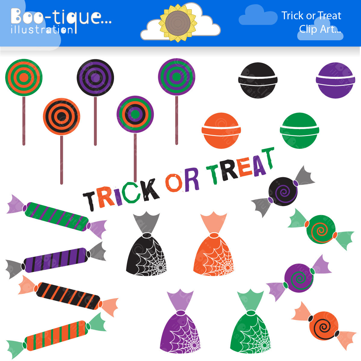 1200x1200 Halloween Candy Digital Clipart. Halloween Candy Clip Art