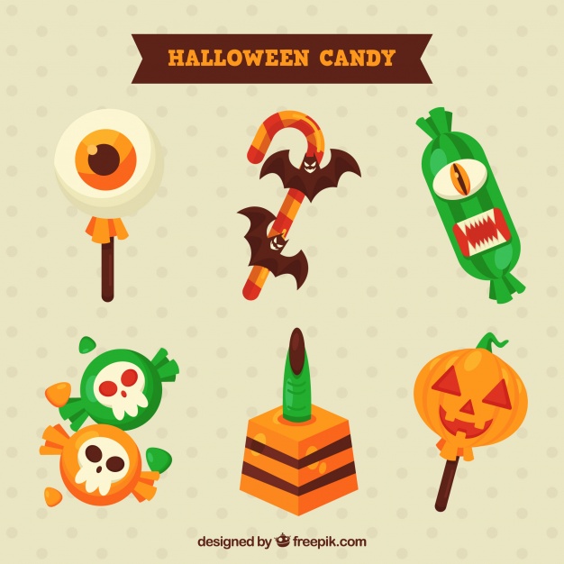 626x626 Assortment Of Candies And Halloween Candy Vector Free Download