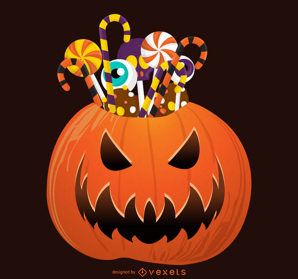 608x570 Halloween Pumpkin With Candy