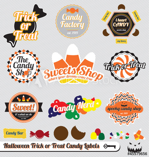 477x500 Vector Set Retro Halloween Candy Labels And Stickers