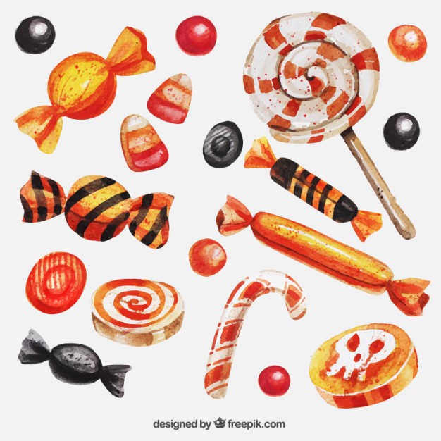 626x626 Watercolor Halloween Candies Vector Free Download