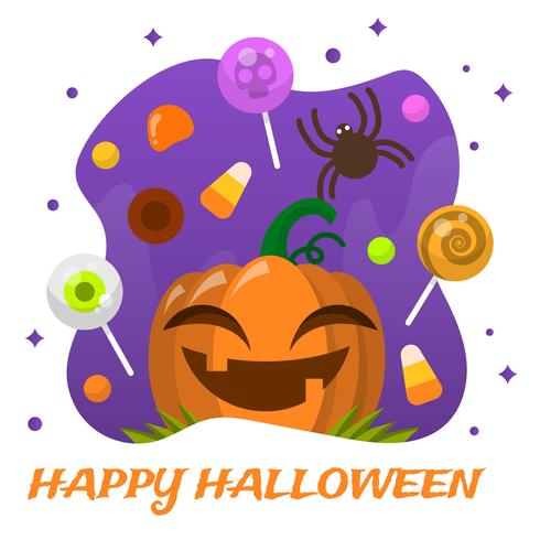 490x490 Flat Halloween Candy With Smile Pumpkin Vector Illustration