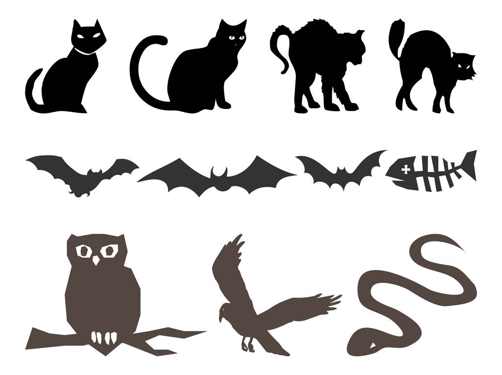 1024x765 Halloween Animals Silhouettes Vector Art Amp Graphics