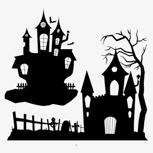 650x650 Halloween Haunted House Silhouette, Halloween Vector, House Vector