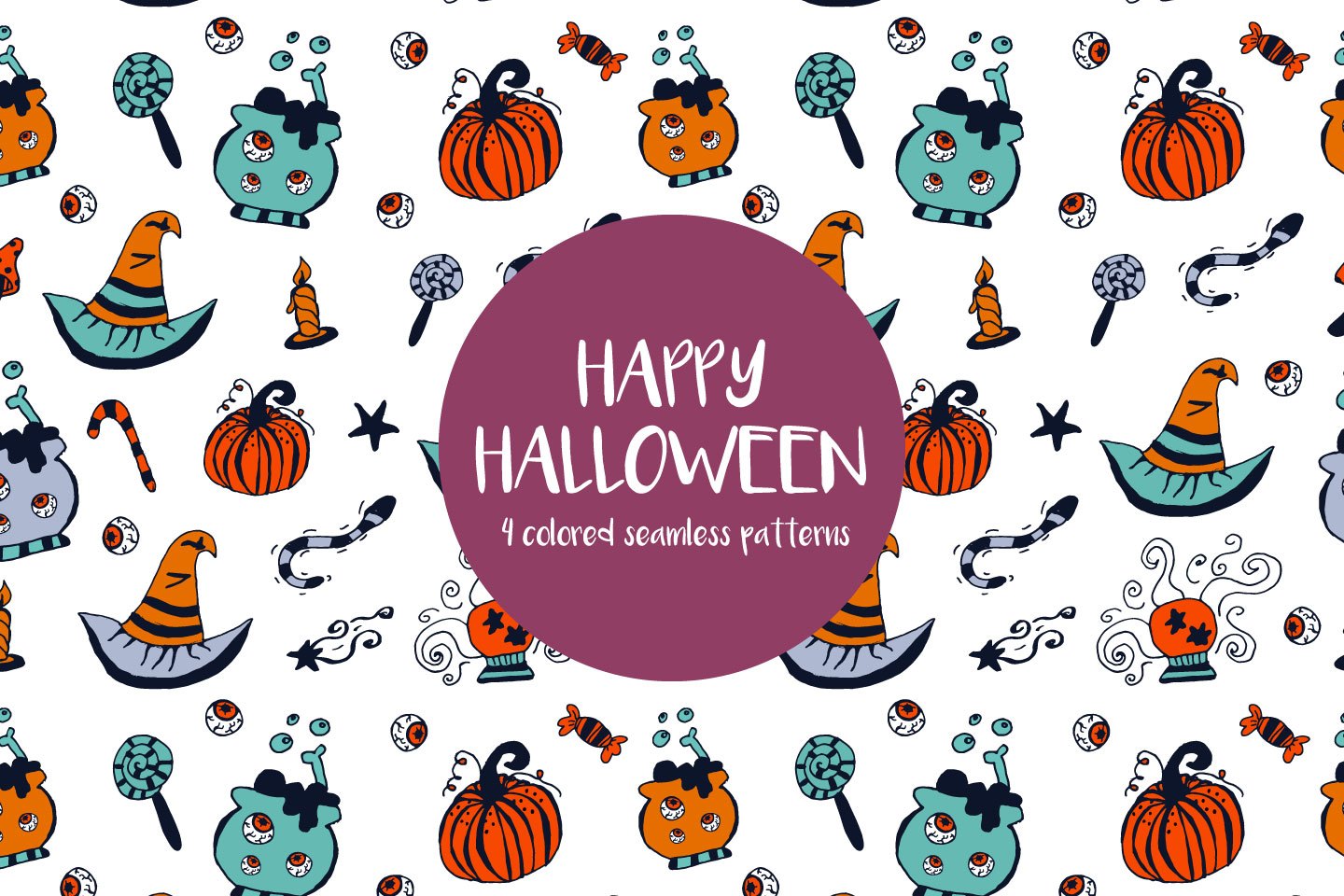 1440x960 Happy Halloween Illustration Vector Free Pattern