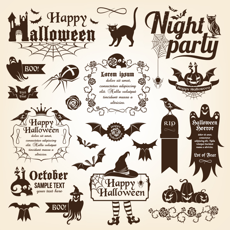 800x800 Happy Halloween Night Party Stricker Vector Free Vector Graphic