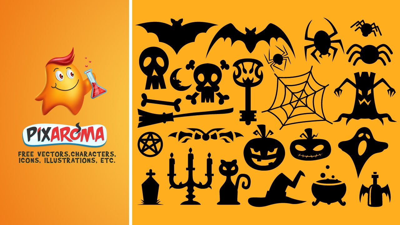 1280x720 Halloween Vector Shapes Set