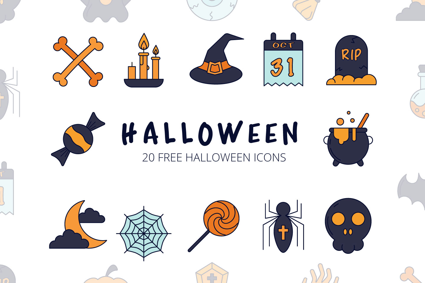 1440x960 Halloween Vector Free Icon Set