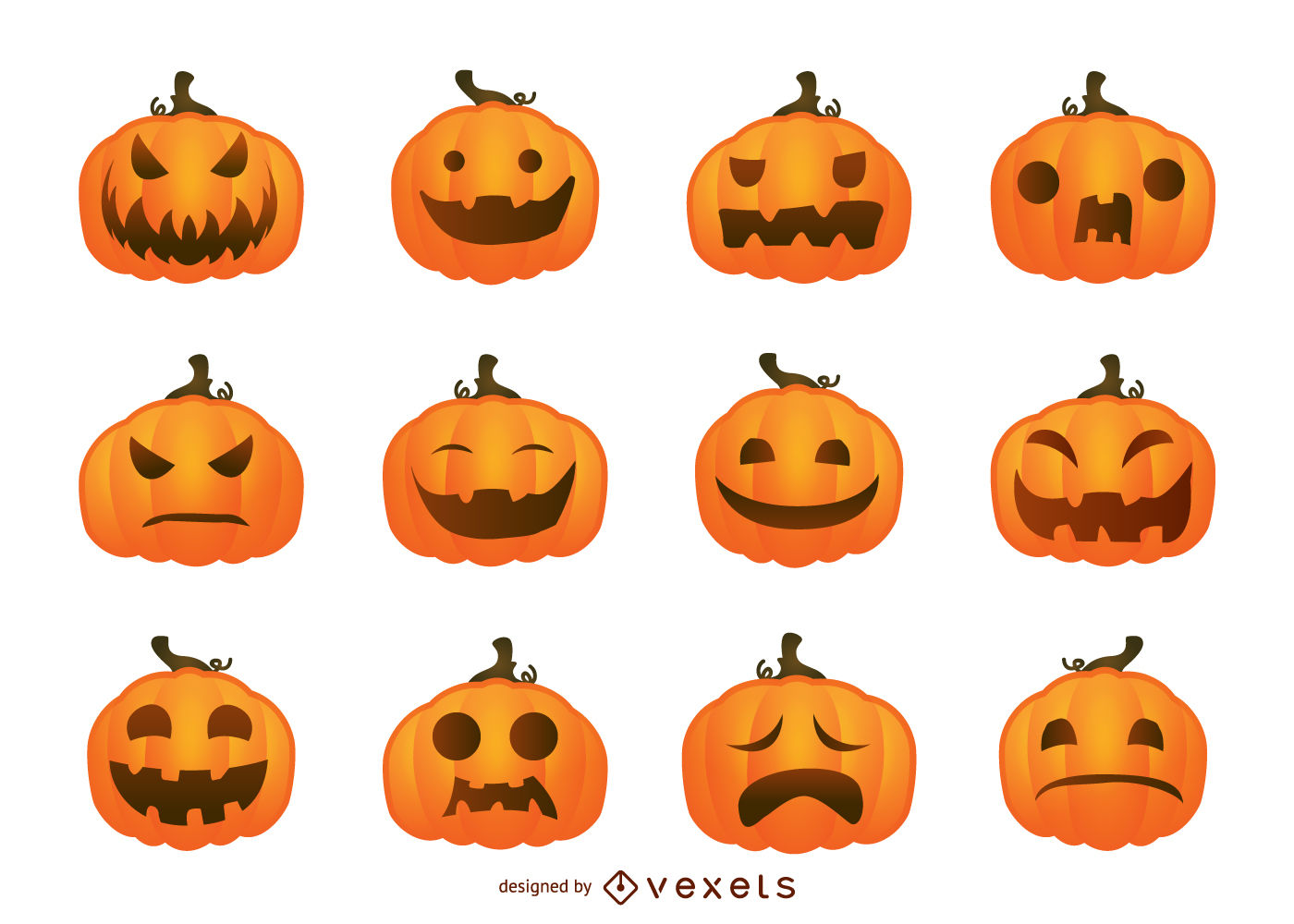 1400x1000 Halloween Vector Pumpkins Set