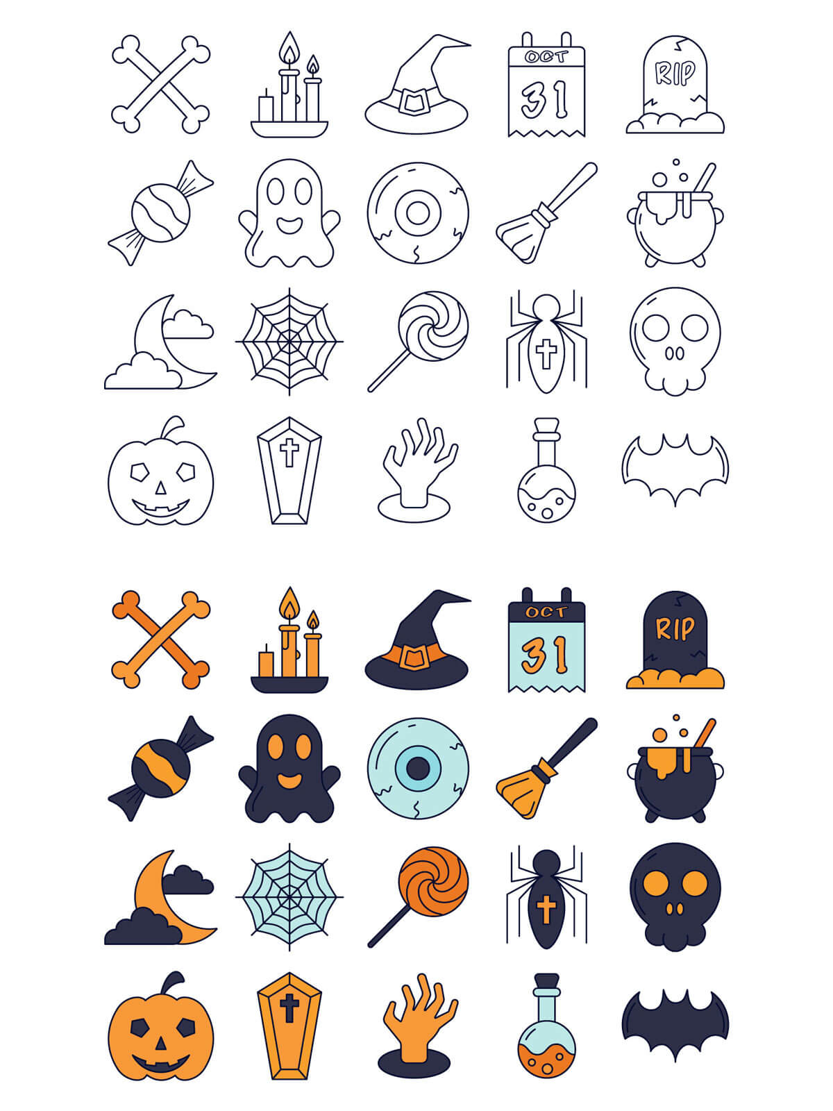 1200x1600 Free Halloween Vector Icon Set