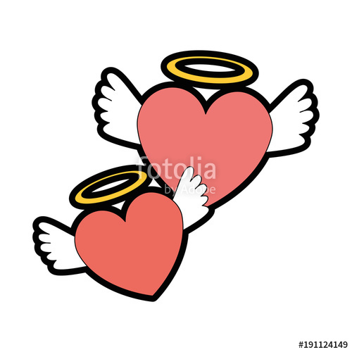 500x500 Hearts Love With Wings And Halo Vector Illustration Design Stock