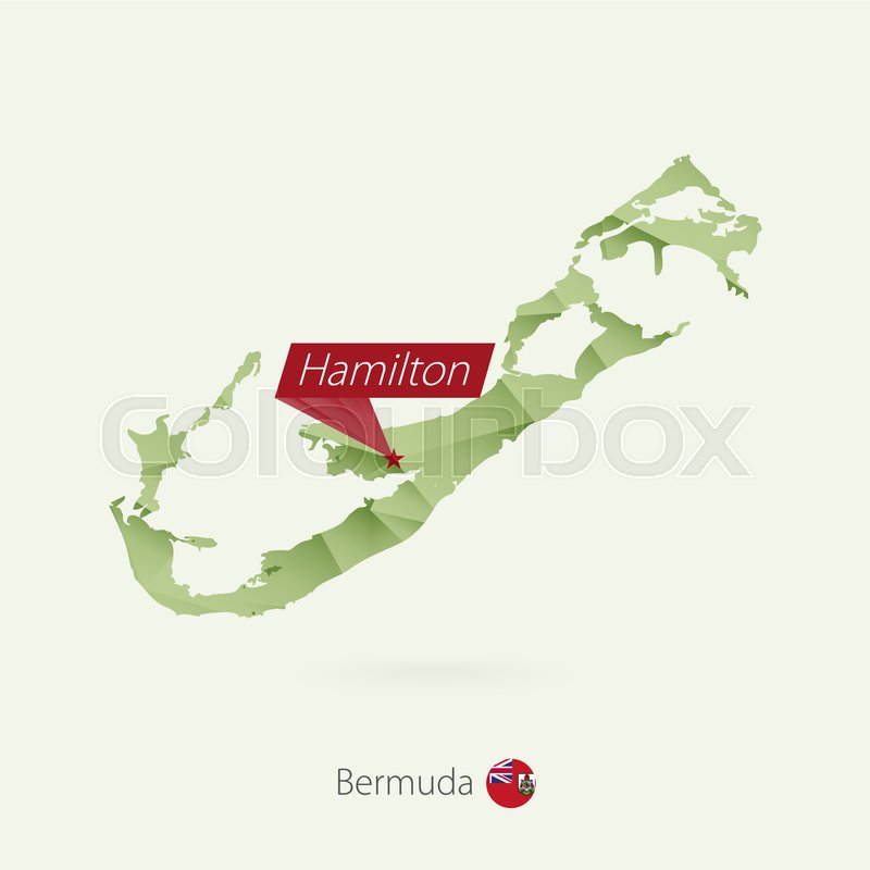 800x800 Green Gradient Low Poly Map Of Bermuda With Capital Hamilton