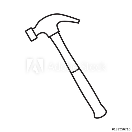 500x500 Line Icon Hammer. Vector Illustration.