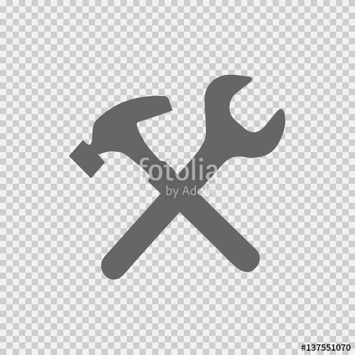 500x500 Wrench And Hammer Vector Icon On Transparent Background. Handyman