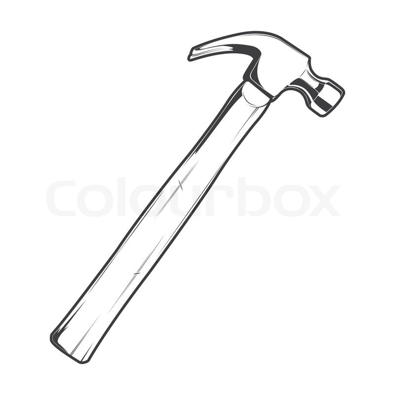 800x800 Wood Hammer Isolated On A White Background. Line Art. Modern