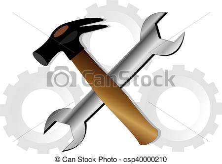 450x332 Wrench And Hammer. Vector Illustration.