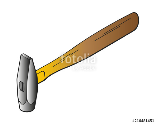 500x400 Hammer Vector Flat Icon. Construction Working Tool Item. Flat Logo