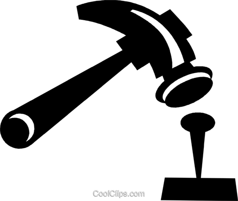 480x407 Hammer Hitting A Nail Royalty Free Vector Clip Art Illustration