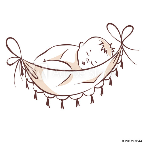 500x500 Baby Sleeping In A Hammock Vector Illustration With A Newborn
