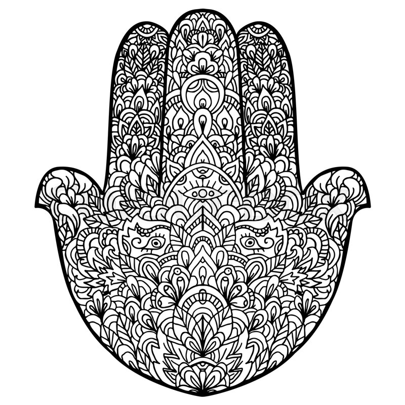 800x800 Hamsa Hand Drawn Symbol. Fatimas Hand Pattern. Vector Illustration