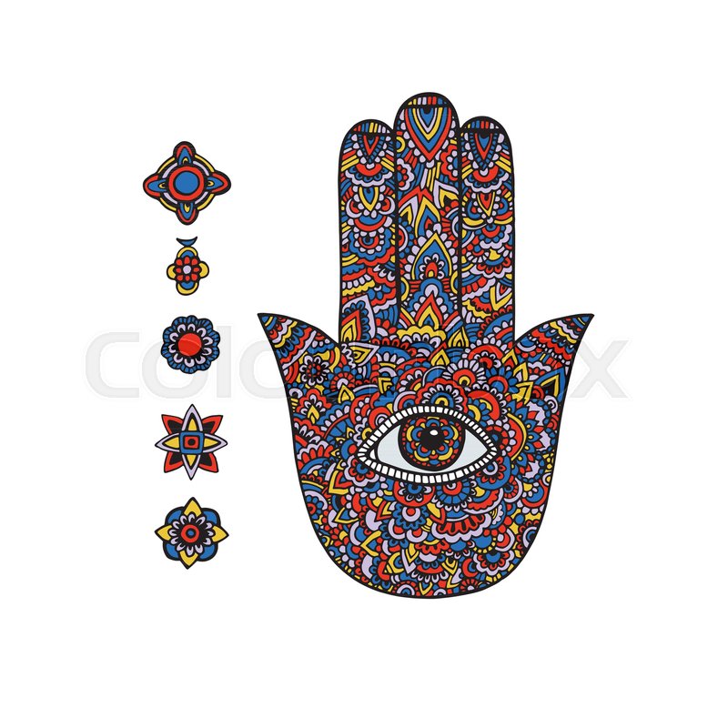 800x800 Hand Drawn Ornate Amulet Hamsa Hand Of Fatima. Ethnic Amulet