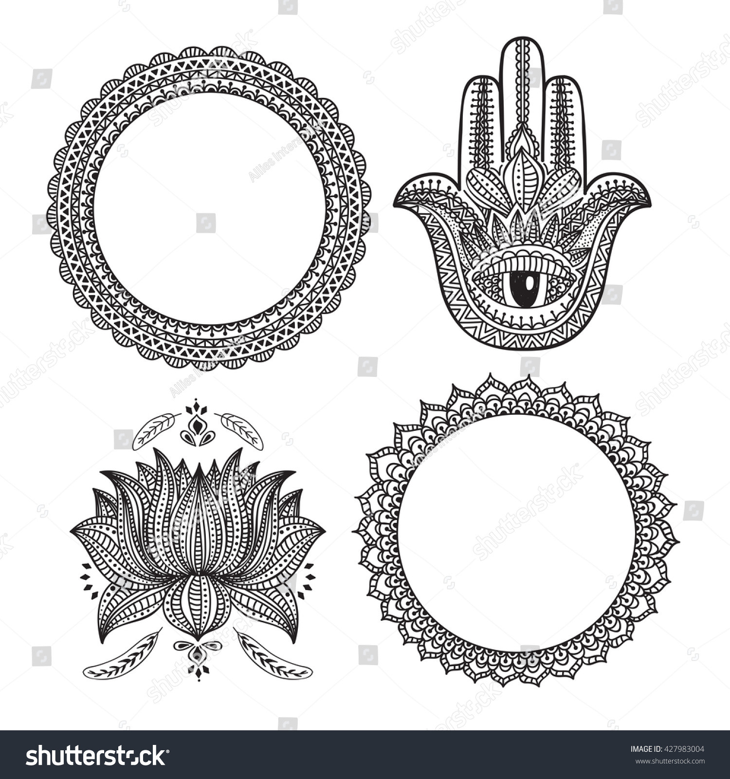 1500x1600 Free Hamsa Images Awesome Creative Ethnic Set Floral Frame Hamsa