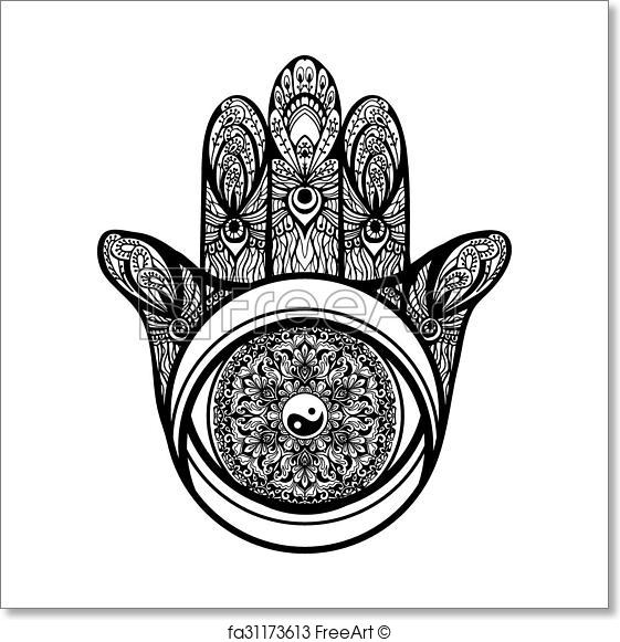 561x581 Free Art Print Of Hamsa Hand Illustration. Muslim Religious Hamsa