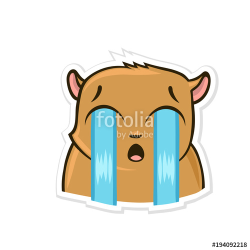 500x500 Sticker For Messenger With Funny Animal. Tearful Hamster. Vector