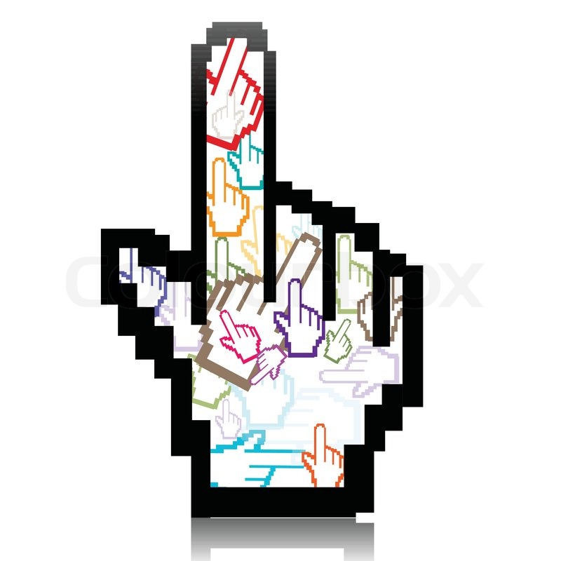 800x800 Illustration Of Hand Cursor Made Of Many Colorful Hand Cursors