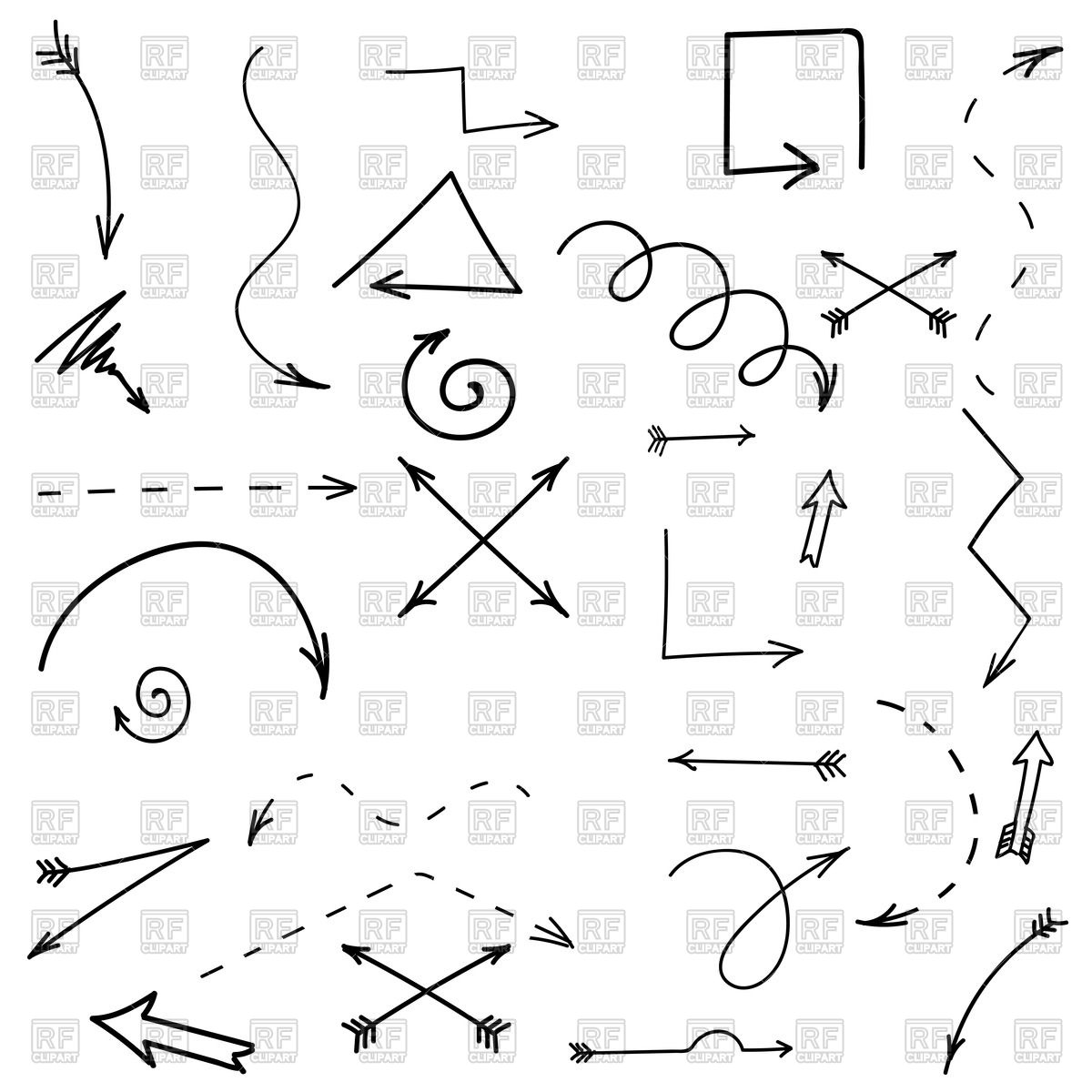 1200x1200 Set Of Hand Drawn Arrows Vector Image Vector Artwork Of Objects
