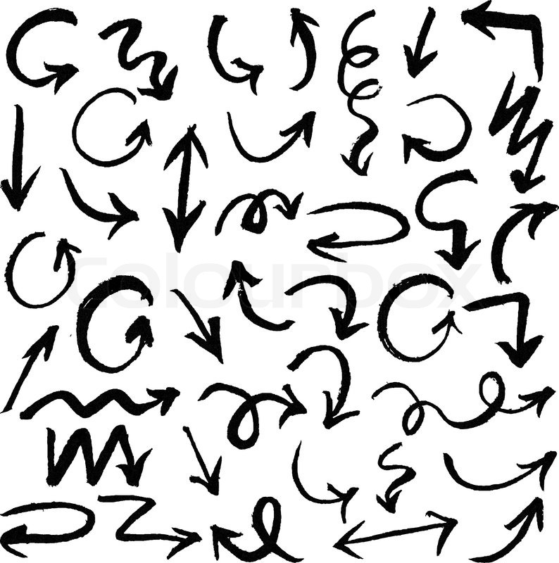 794x800 Black Hand Drawn Arrows Set, Vector Illustration Stock Vector