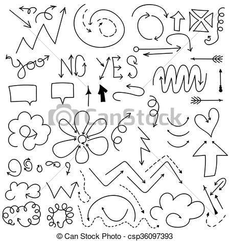 450x470 Hand Drawn Arrows. Doodle Arrow.