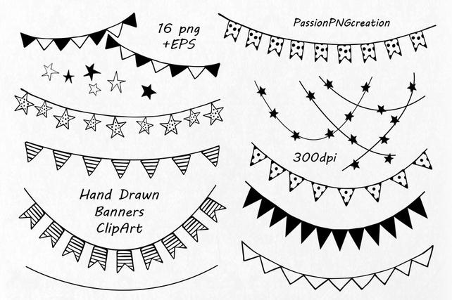 642x427 Hand Drawn Banners Clipart Banner Clip Art Png Eps Vector Etsy