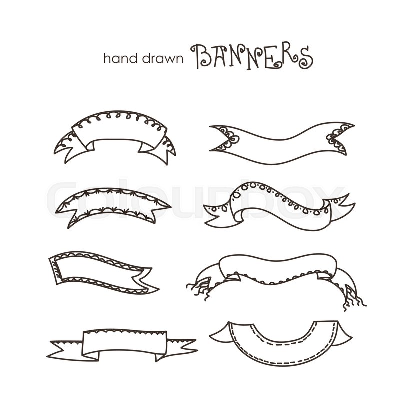 800x800 Hand Drawn Ribbons,banner Set Collection Stock Vector Colourbox