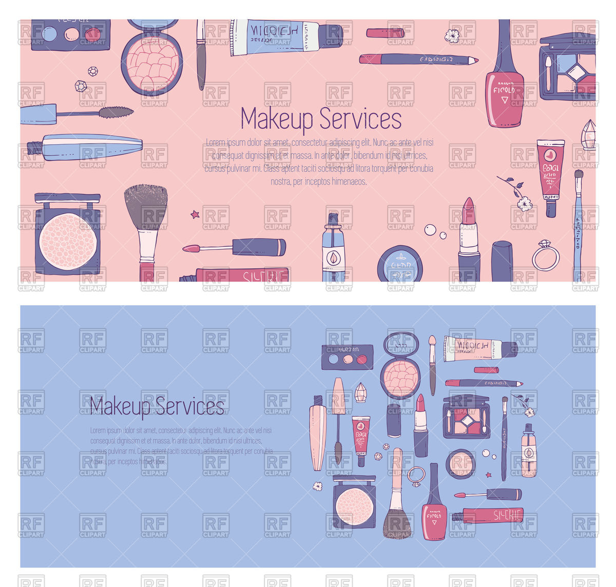 1200x1144 Hand Drawn Banner With Makeup And Cosmetics Vector Image Vector