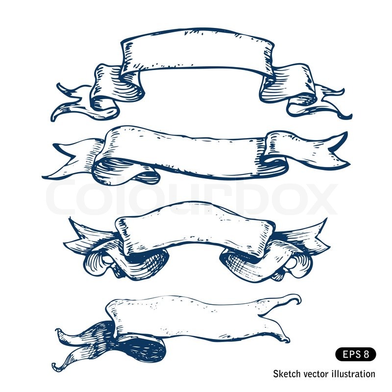 800x800 Hand Drawn Banners Set Stock Vector Colourbox