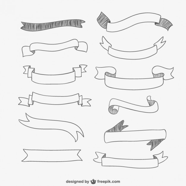 626x626 Hand Drawn Ribbons Pack Vector Free Download