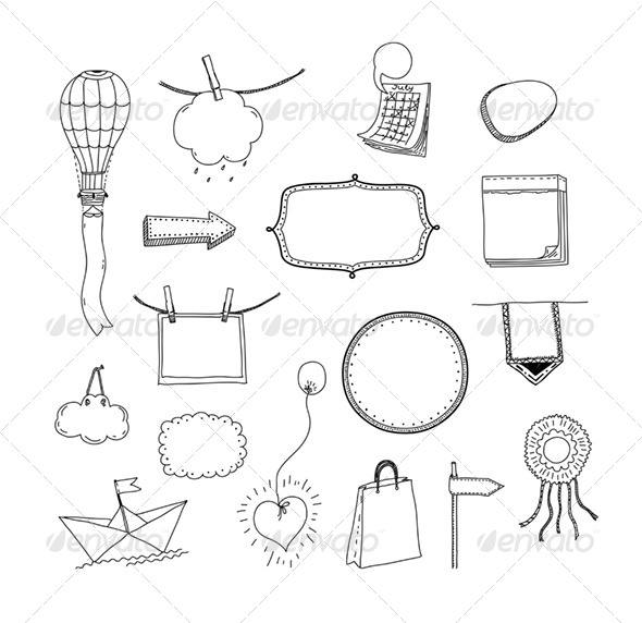 590x572 Vector Hand Drawn Message Frames Set By Bloomicon Graphicriver