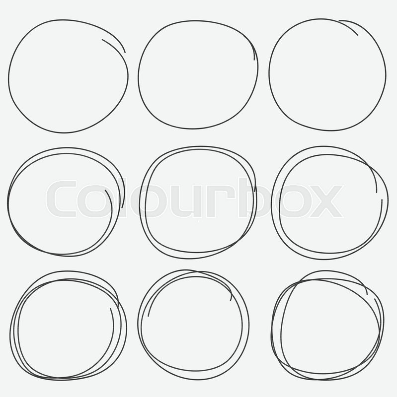 799x800 Set Of Hand Drawn Circle Elements, Hand Drawn Sketch. Vector